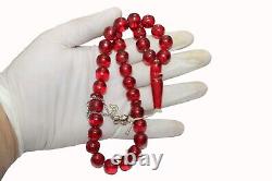 Rosaire antique rare en ambre de cerisier véritable allemand Bakélite Faturan