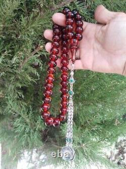 Sandalus Allemagne Rouge Transparent Cerise Ambre Antique Bakelite Perles Authentiques 45