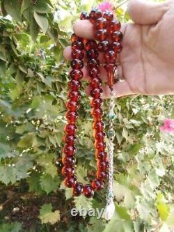 Sandalus Allemagne Rouge Transparent Cerise Ambre Antique Bakelite Perles Authentiques 45