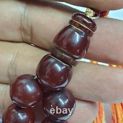 Testé Allemand Antique 33 Cerise Faturan Amber Bakélite Perles De Prière Catalin