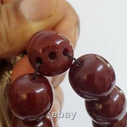Testé Original Allemand Antique 33 Cerise Faturan Amber Bakélite Perles De Prière