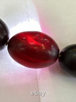 Très Rare Cerise Rouge Ambre Faturan Bakélite Perles De Prière Tasbih 97 Grams