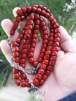Veines d'ambre Bakélite véritable de cerisier antique avec 99 perles de prière