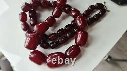 Véritable Antique Cerise Ambre Bakélite Faturan Kehribar Prière Beads 141 Gr