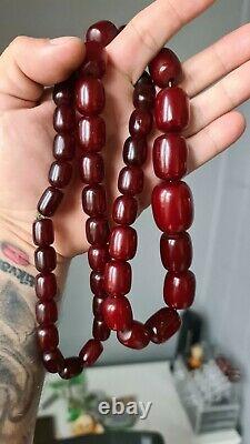 Véritable Antique Cerise Ambre Bakélite Faturan Kehribar Prière Beads 141 Gr