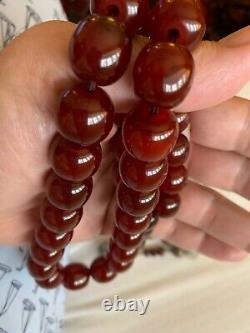 Véritable Antique Cerise Ambre Bakelite Faturan Perles De Prière Islamique Royal Set