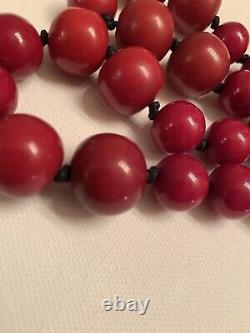 Véritable Antique Cherry Amber Bakélite Faturan Perles De Prière 121 G