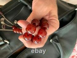 Véritable Antique Cherry Amber Bakélite Faturan Perles De Prière Islamique 130g