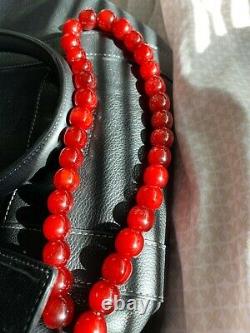 Véritable Antique Cherry Amber Bakélite Faturan Perles De Prière Islamique 130g