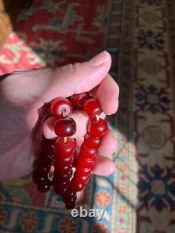 Véritable Antique Cherry Amber Bakélite Faturan Perles De Prière Islamique 66g