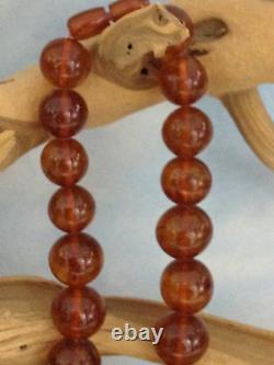 Véritable Antique Naturelle Baltic Amber Cherry Round Bead Stones Collier 130g Rare