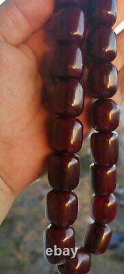 Véritables Perles Antiques De Faturan D’ambre De Cerise. Rosaire. 134grammes
