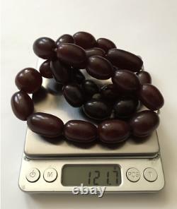Vieilles Perles Cerise Noire Ambre Art Deco Bakelite Collier De Perles 121,7g