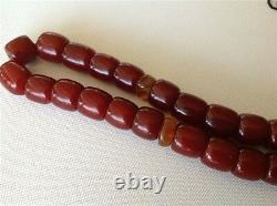Vieux Islamique Misbaha Couleur Cerise Chine Antique Bead Bakelite Collier (m1041)