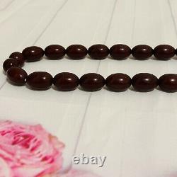 Vintage Antique Cherry Amber Bakelite 12 Pouces Strand Oval Shape Bead Colliers