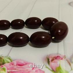 Vintage Antique Cherry Amber Bakelite 12 Pouces Strand Oval Shape Bead Colliers