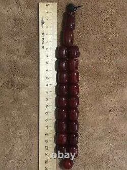 Vintage Antique Genuine Cherry Amber Bakelite Faturan Islamic Prayer Beads 69g