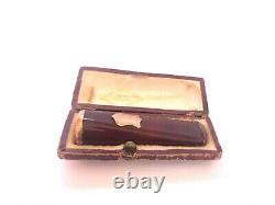 Vintage Antique Genuine Red Amber Cigarette Holder Gold Rim With Box