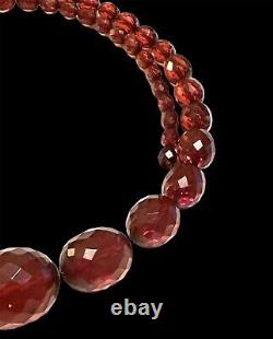 Vintage Art Deco Cerise Ambre Rouge Bakélite Visuel Perles Graduées Collier 60g