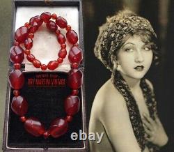 Vintage Art Deco Cherry Amber Bakelite Chunky Perles Collier Testé Collector