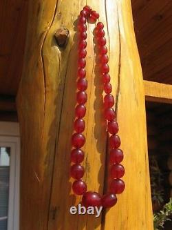 Vintage Art Deco Huge Red Cherry Amber Bakelite Necklace 54 Grammes