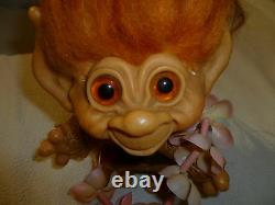 Vintage Dam Things Tailed Troll 1965 W Orig Outfit Rouge Mohair Ambre Yeux Rare 7