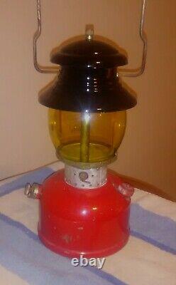 Vintage Red Sears Lantern Single Mantle Amber Globe Belle 12-63